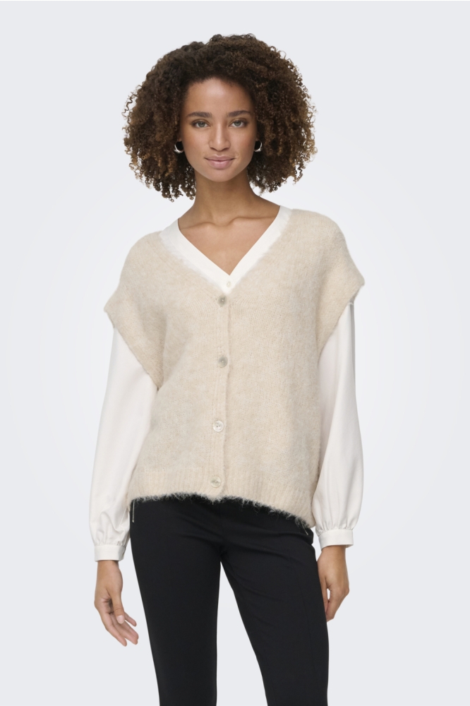 Only beige dames gilet | Model vooraanzicht