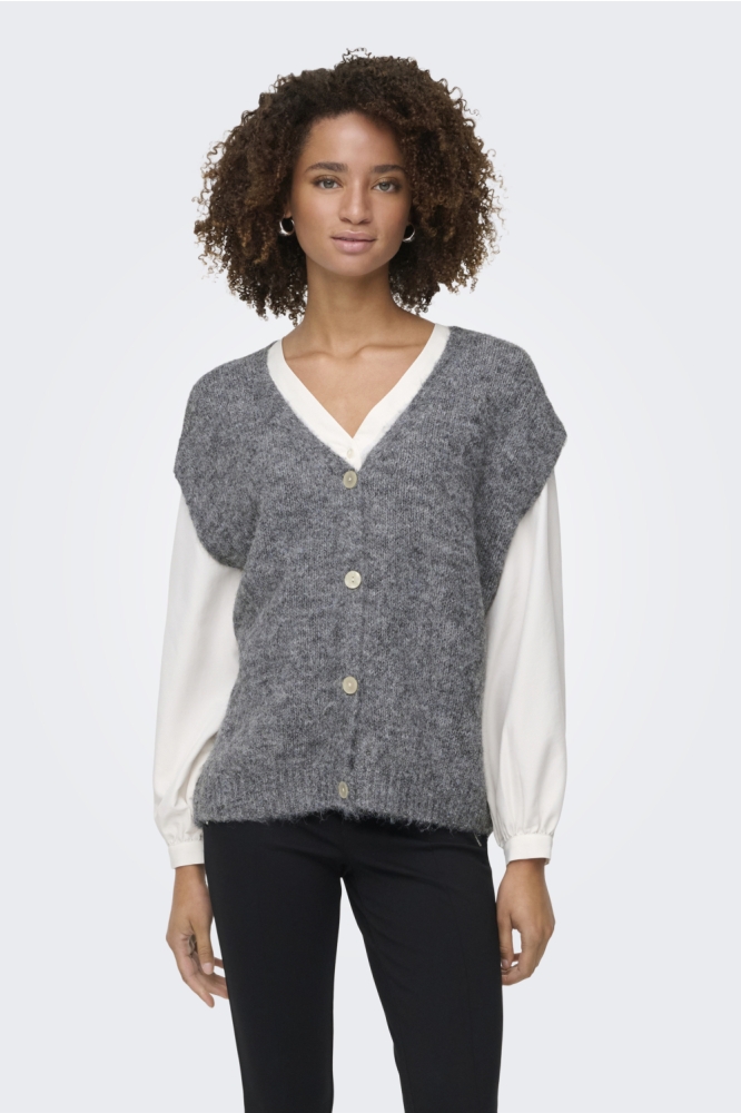 Only grijze dames gilet | Model vooraanzicht