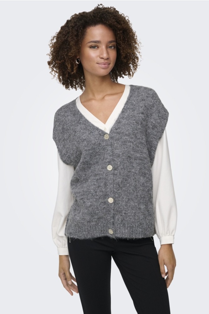 Only grijze dames gilet | Model vooraanzicht