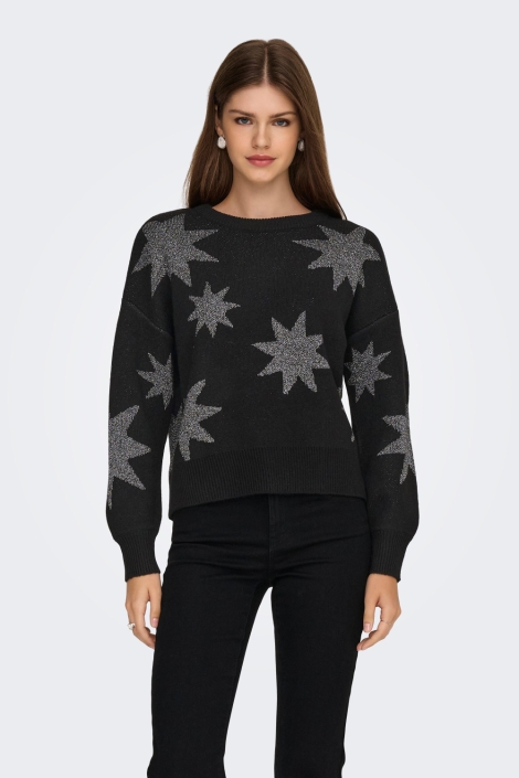 Only zwarte dames trui | Model vooraanzicht