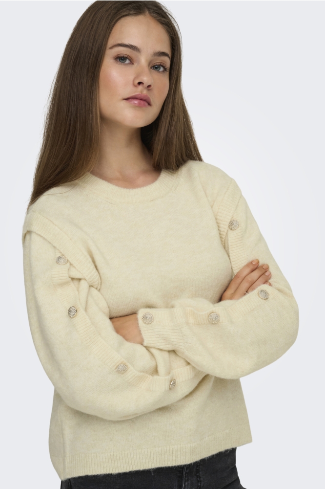 Only beige dames trui | Model vooraanzicht