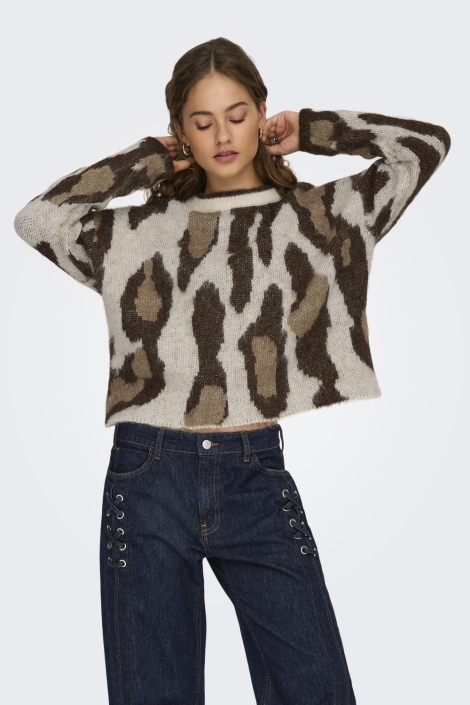 Only beige dames trui | Model vooraanzicht