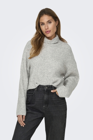 Only ONLMELANIE L/S ROLLNECK PULLOVER KN 15321177 LIGHT GREY MELANGE