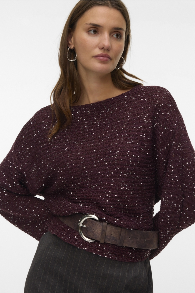 Vero Moda bordeaux dames trui | Model vooraanzicht