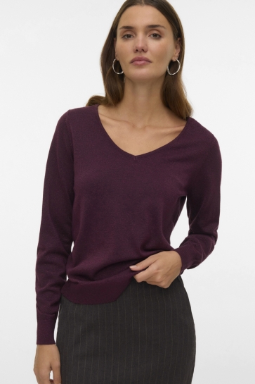 Vero Moda Trui VMHAPPYGLITTER LS 2WAY PULLOVER BOO 10317960 WINETASTING/W.DTM LUREX