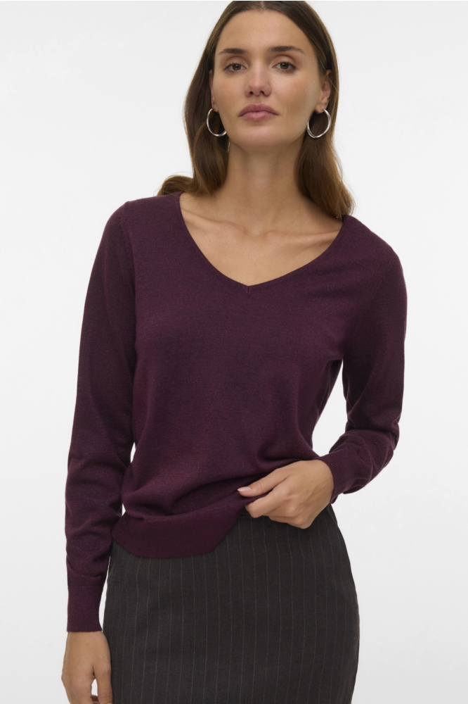 Vero Moda bordeaux dames trui | Model vooraanzicht
