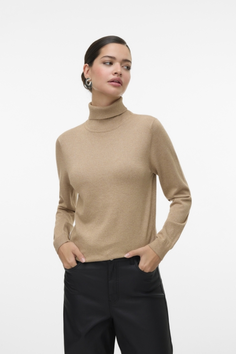 Vero Moda zand dames trui | Model vooraanzicht