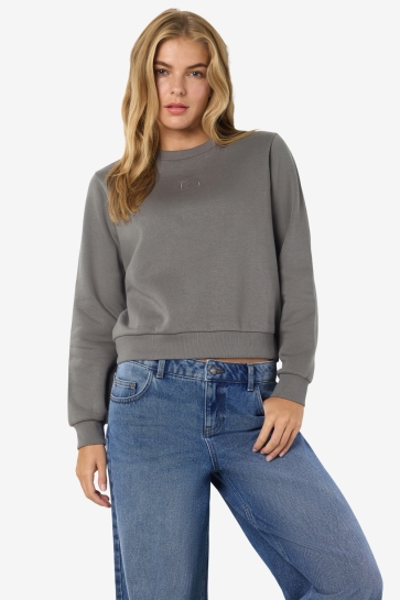Noisy may Trui NMFAITH L/S O-NECK SWEAT JRS 27035866 Charcoal Grey/GREY EMBR.
