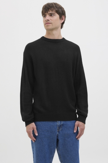 JJ Rebel Trui JREBLOGAN KNIT CREW NECK SN 12279452 BLACK