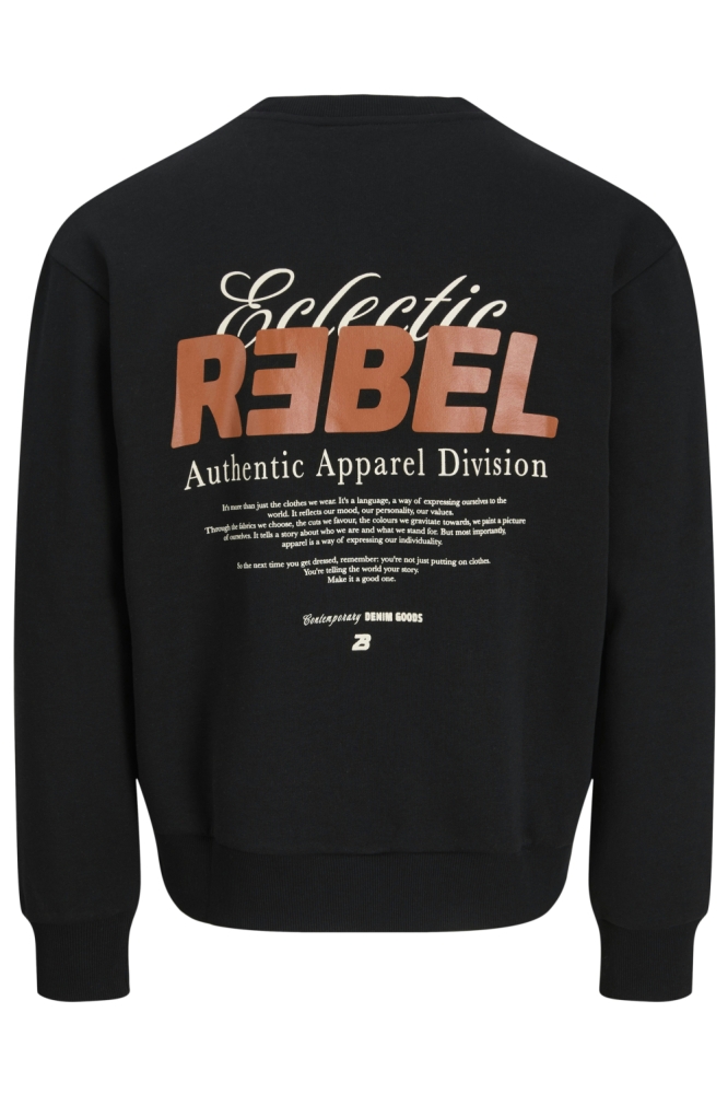 JJ Rebel zwarte heren sweater | Achteraanzicht