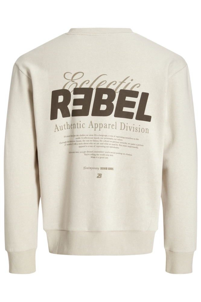 JJ Rebel beige heren sweater | Achteraanzicht