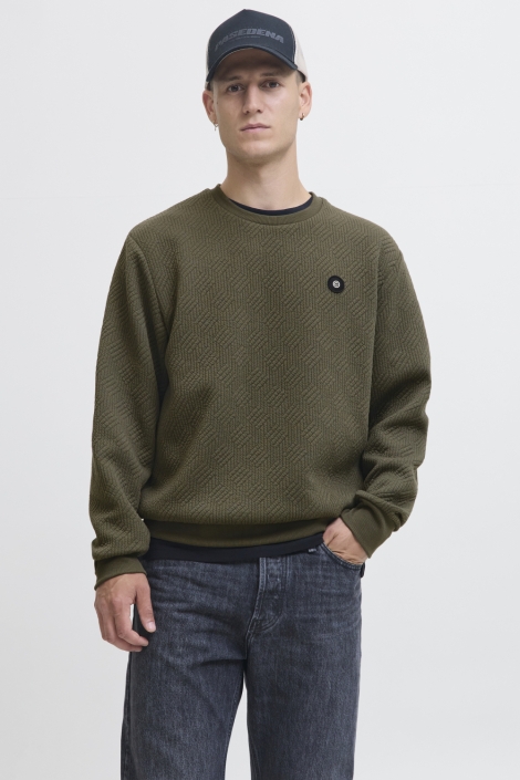 Jack & Jones groene heren trui | Model vooraanzicht