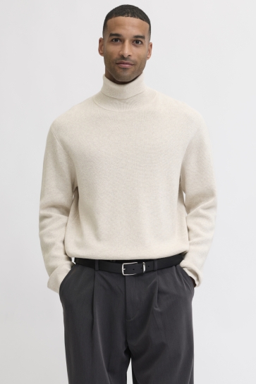 Jack & Jones Trui JPRBLAMILANO STITCH KNIT ROLL NECK 12285093 CLOUD DANCER/MELANGE