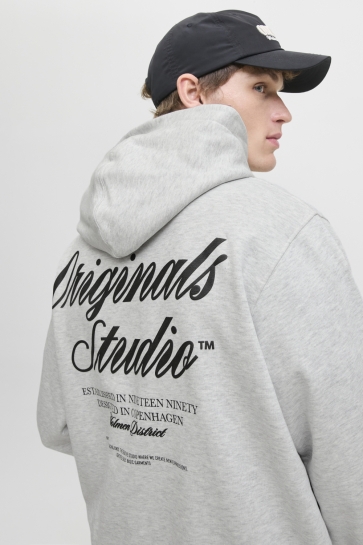 Jack & Jones Trui JORNORREBRO TYPO BACK SWEAT HOOD SN 12283054 White Melange