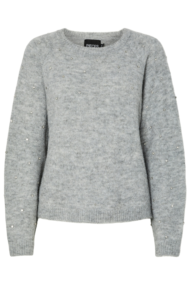Pieces grijze dames trui | Vooraanzicht