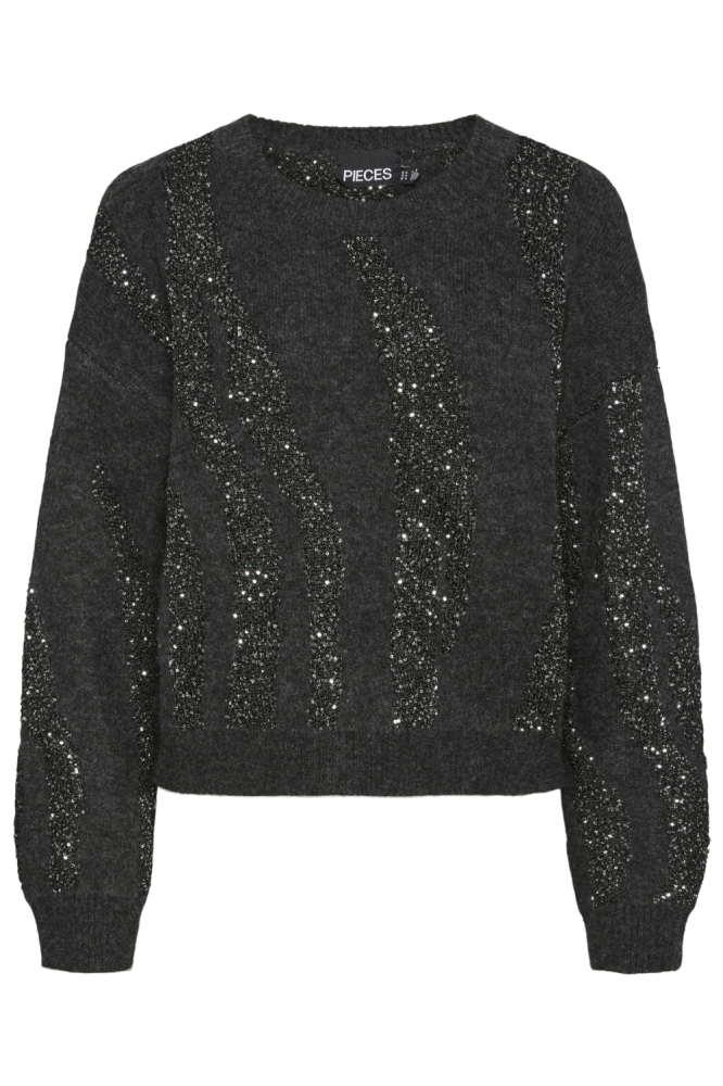 Pieces grijze dames trui | Vooraanzicht