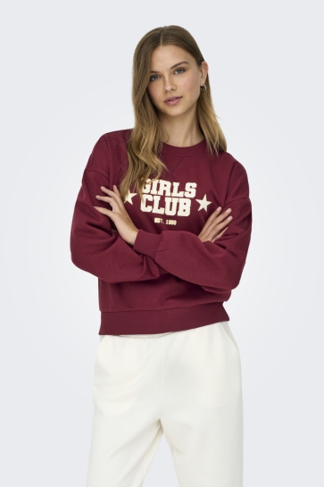 Only ONLJO L/S PRINT BOX BF SWT 15365051 CABERNET/GIRLS CLUB