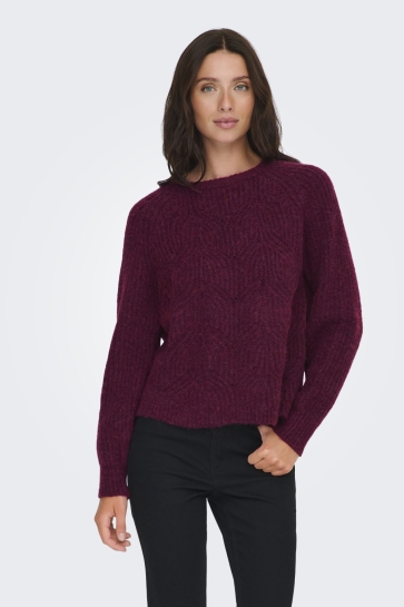 Only Trui ONLGILA LIFE LS STRUCTURE O-NECK BF 15358569 WINETASTING/MELANGE