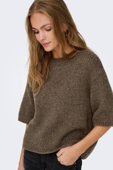 Jacqueline de Yong Trui JDYLINEA S/S PULLOVER O-NECK KNT NO 15367237 SHITAKE