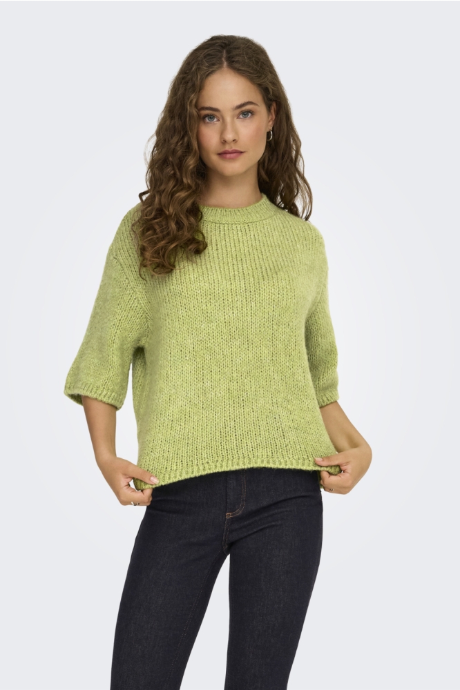 Jacqueline de Yong groene dames trui | Model vooraanzicht