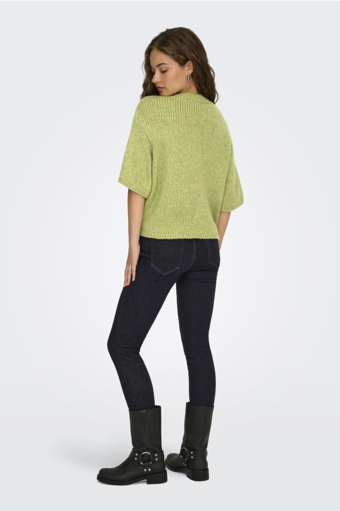 Jacqueline de Yong groene dames trui | Model achteraanzicht