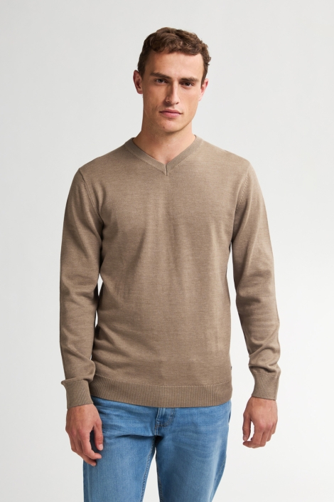 Petrol Industries camel heren trui | Model vooraanzicht