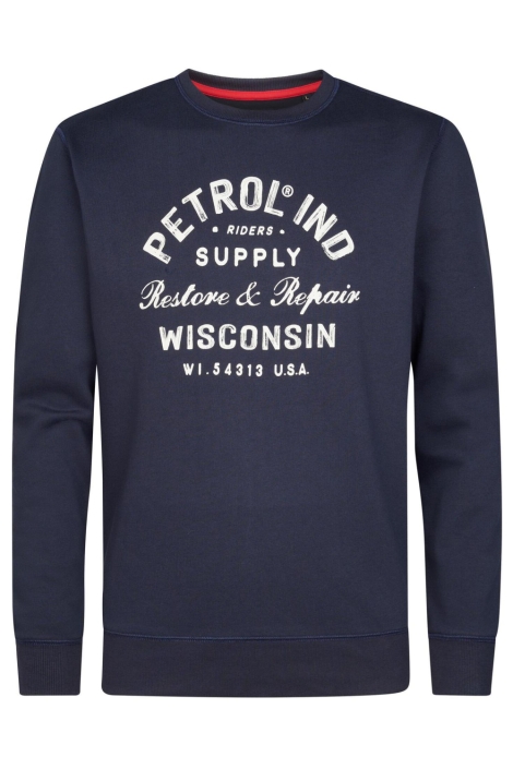 Petrol Industries blauwe heren sweater | Vooraanzicht