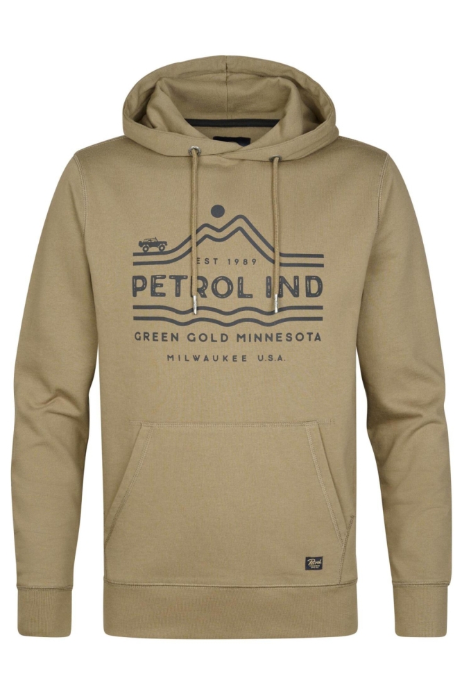 Petrol Industries taupe heren sweater | Vooraanzicht