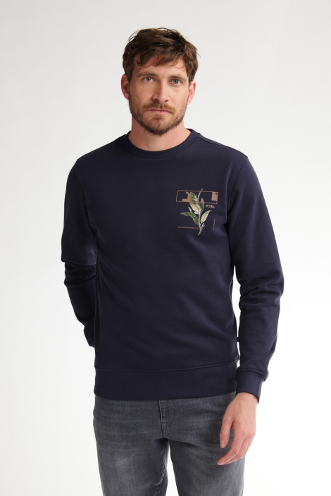 Petrol Industries blauwe heren sweater | Vooraanzicht