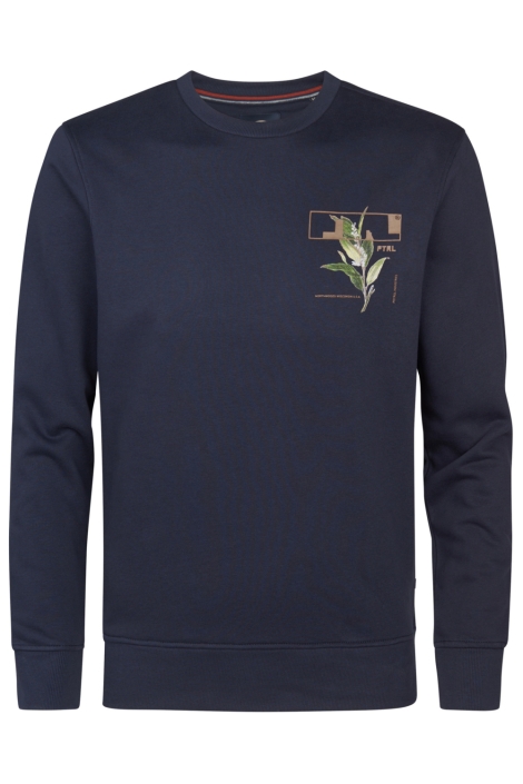 Petrol Industries blauwe heren sweater | Vooraanzicht