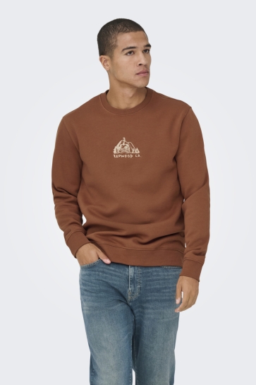 Only & Sons ONSCONNOR SIMPLE LIFE REG LS CREW S 22035961 Sequoia/REDWOOD CO