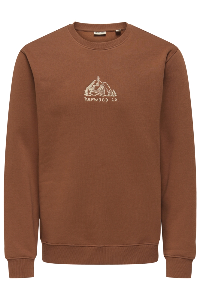 Only & Sons cognac heren sweater | Vooraanzicht
