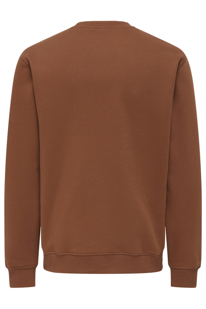 Only & Sons cognac heren sweater | Achteraanzicht