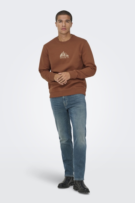 Only & Sons cognac heren sweater | Model