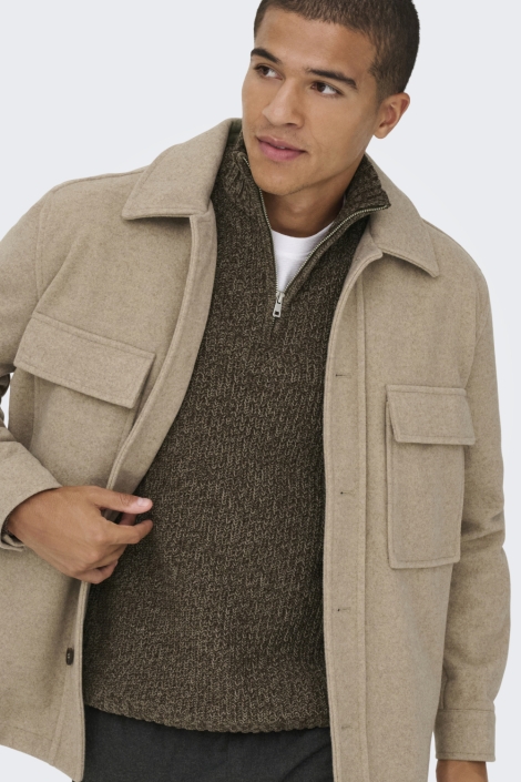 Only & Sons bruine heren trui | Close up