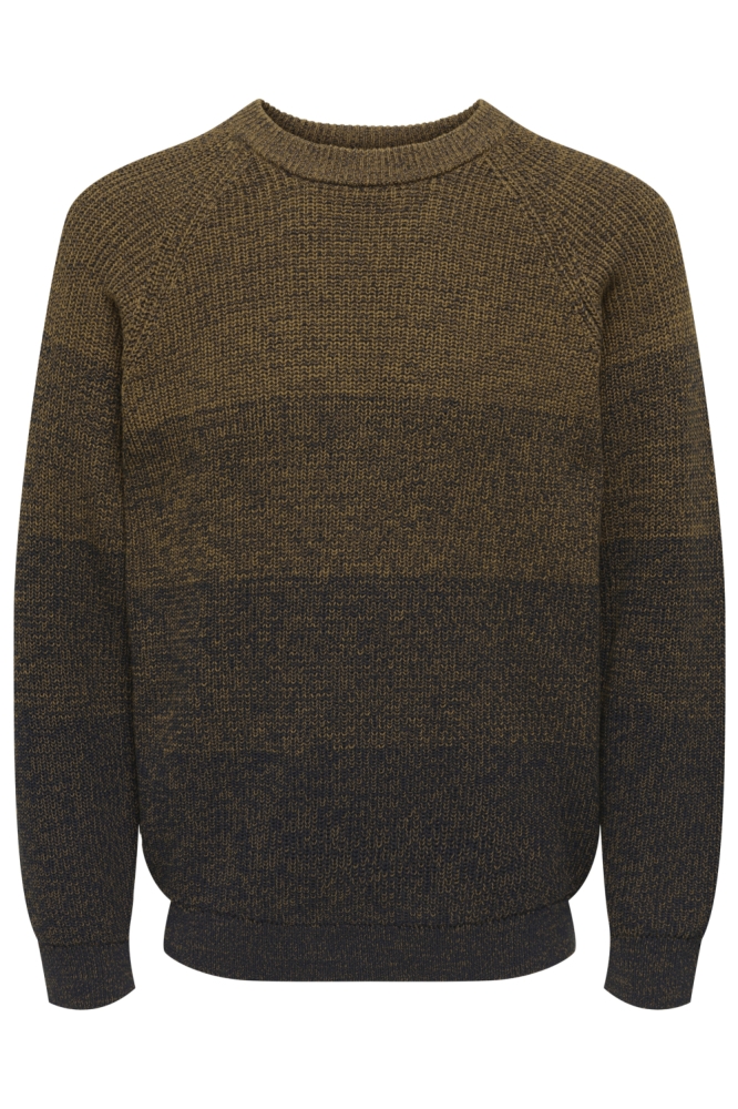 Only & Sons bruine heren trui | Vooraanzicht