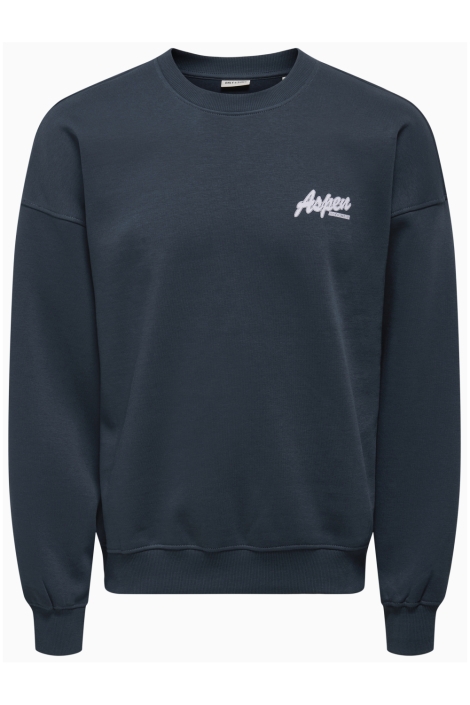 Only & Sons blauwe heren sweater | Vooraanzicht