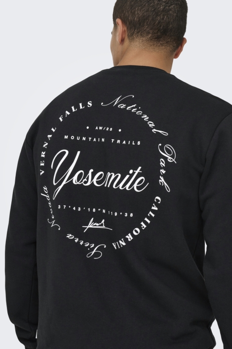 Only & Sons zwarte heren sweater | Model achteraanzicht