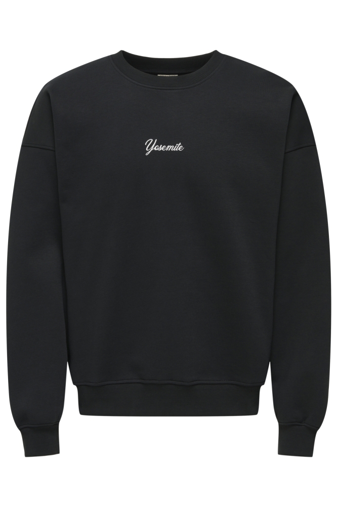 Only & Sons zwarte heren sweater | Vooraanzicht