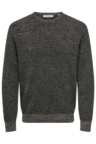 Only & Sons ONSALFI REG LS CREW KNIT CAMP CS 22037583 Falcon/BLACK
