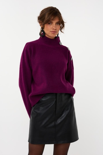 EsQualo SWEATER SHOULDER BUTTONS W25 07722 740 maroon