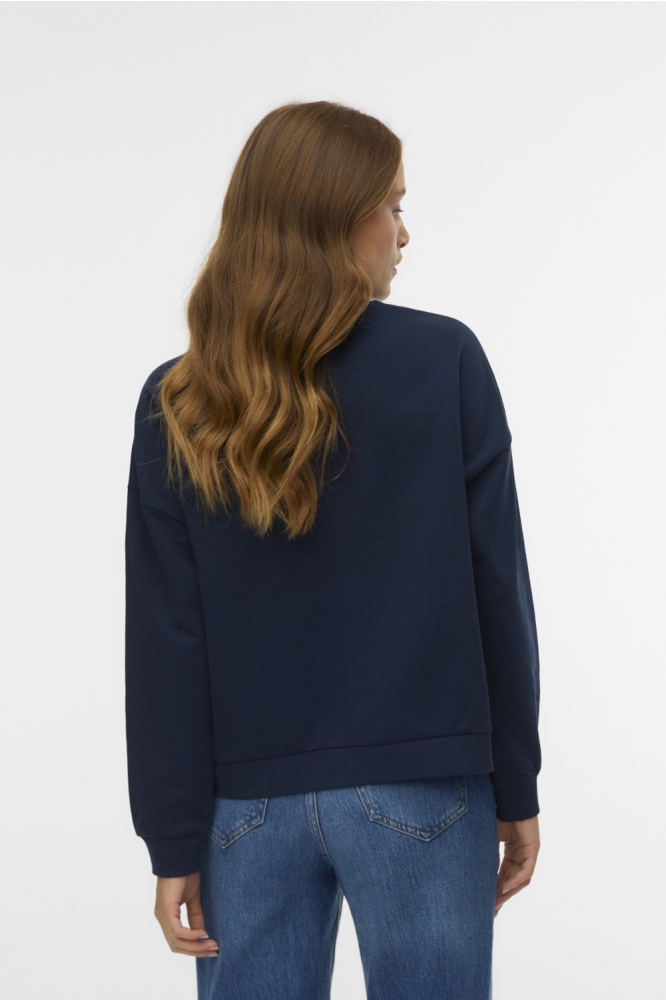 Vero Moda blauwe dames sweater | Model achteraanzicht