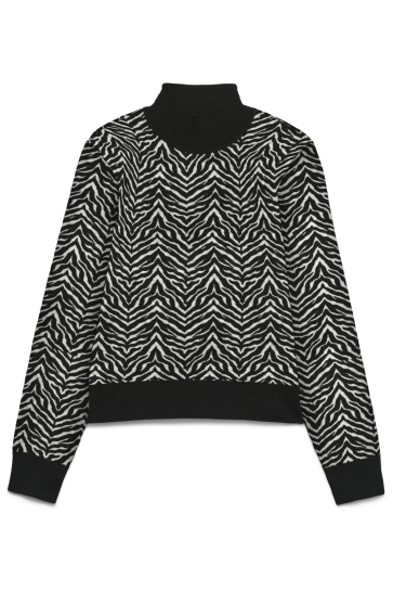Vero Moda Trui VMARIA ART LS HIGH-NECK PULLOVER GA 10314509 BLACK/W BIRCH