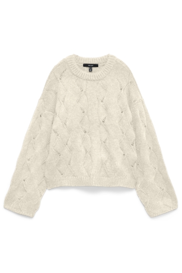 Vero Moda Trui VMNEWLINA LS O-NECK PULLOVER 10335024 BIRCH/W. MELANGE