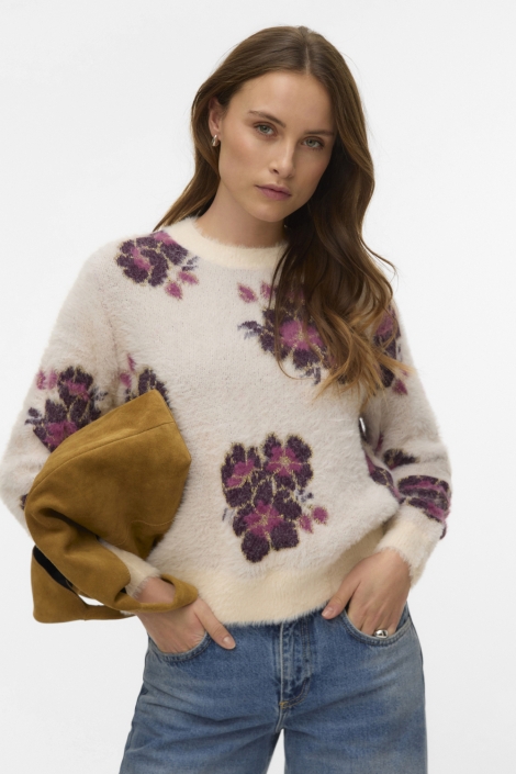 Vero Moda beige dames trui | Model vooraanzicht