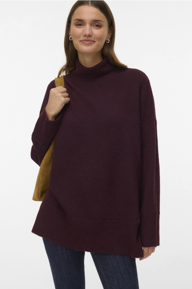 Vero Moda bordeaux dames trui | Model vooraanzicht