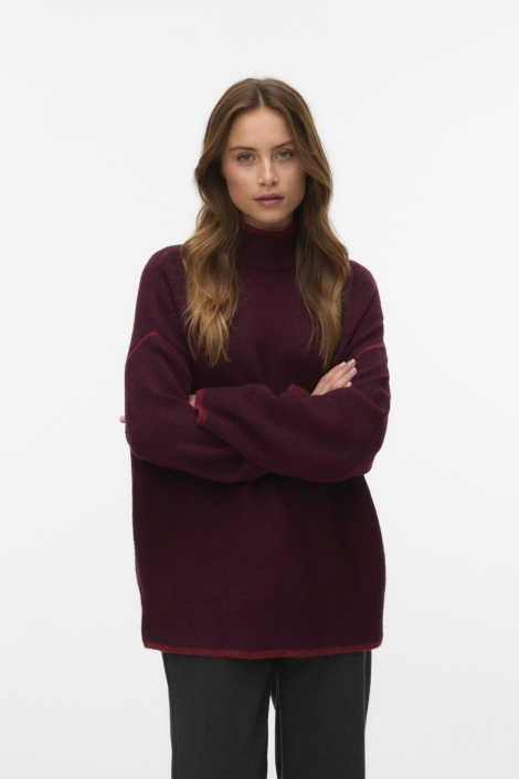 Vero Moda bordeaux dames trui | Model vooraanzicht