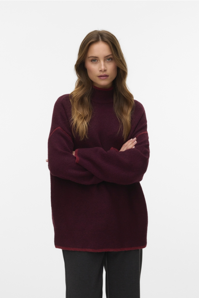 Vero Moda bordeaux dames trui | Model vooraanzicht