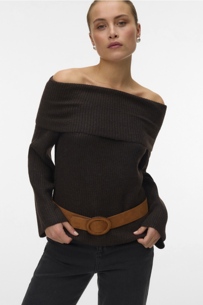 Vero Moda bruine dames trui | Model vooraanzicht