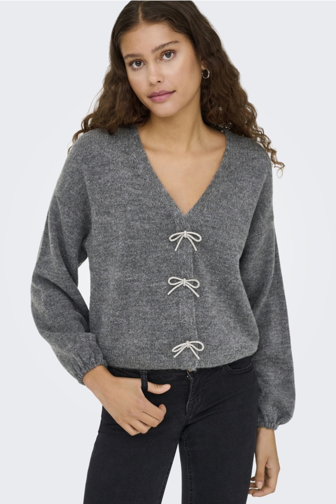 Only grijze dames trui | Model vooraanzicht